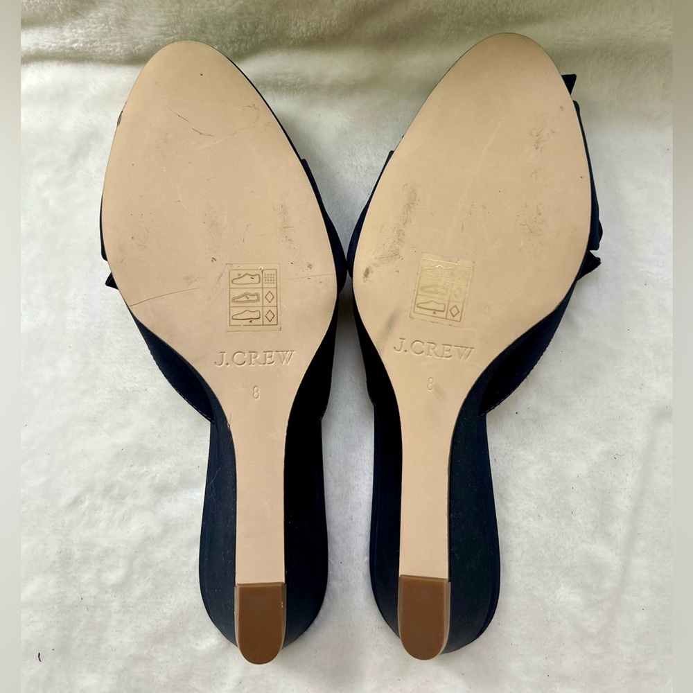 J. Crew Collection Blue Size 8 Mules Satin Wedges Slip On Heel Shoes - Picture 14 of 14